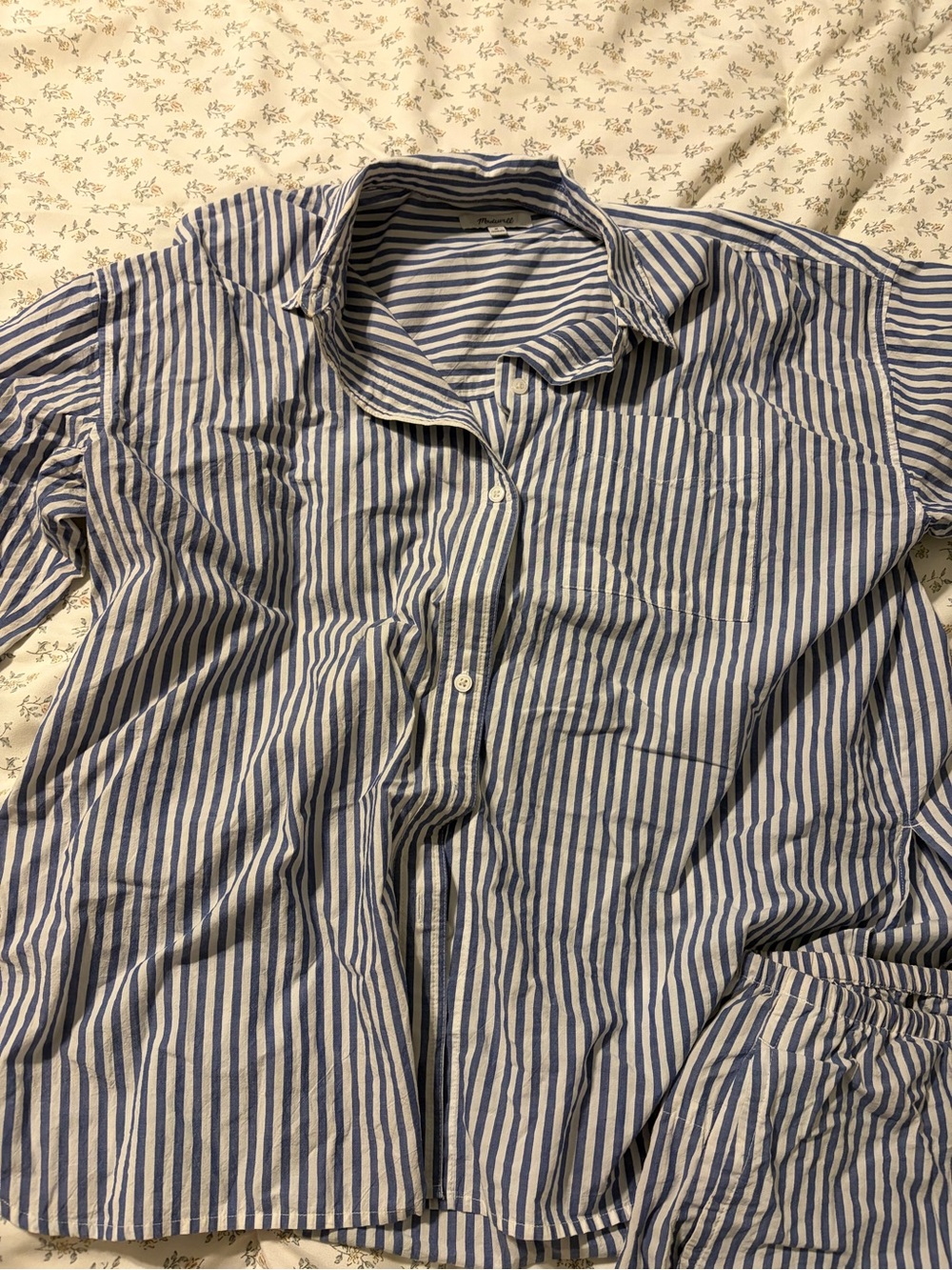 Madewell Blue and White Striped Button-Down Top + Shorts Set - Picture 6 of 8
